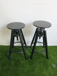 Pair of Ikea Dalfred Height Adjustable Wooden Stalls in Black.