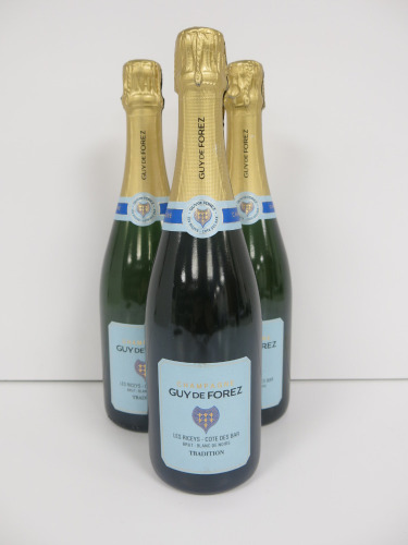 3 x Bottles of Guy De Forez Champagne, 750ml.