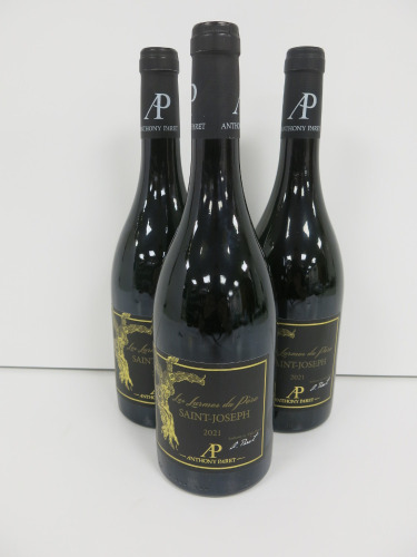 3 x Bottles of Anthony Paret Saint Joseph Larmes du Pere Red Wine, 2021, 75cl.