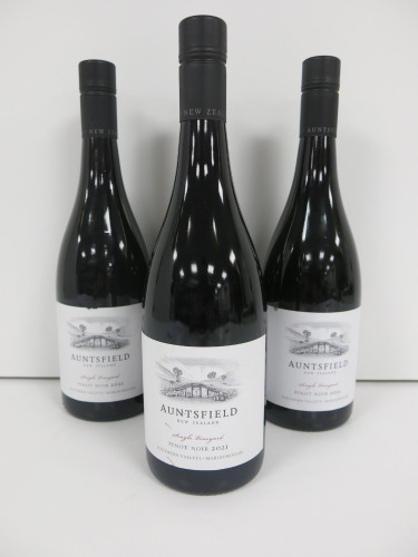 4 x Bottles of Auntsfield Single Vineyard Pinot Noir Red Wine, 2021, 75cl.