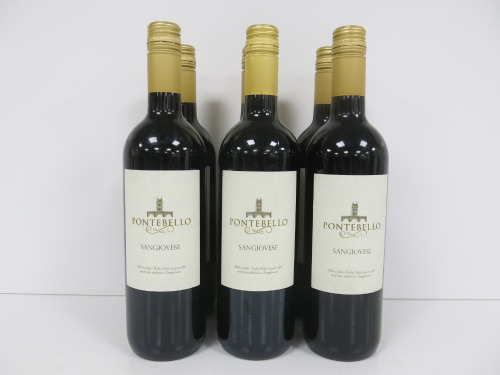 6 x Bottles of Pontebello Sangiovese Red Wine, 75cl.