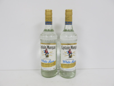 2 x Bottles of Captain Morgan Caribbean White Rum, 70cl.