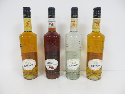 4 x Bottles of Giffard Liqueurs to Include: 1 x Triple Sec, 1 x Strawberry & 2 x Apricot, 70cl.
