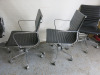 4 x Chrome Framed Black Stitched Faux Leather Swivel Chairs. - 3