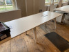 Lot Comprising of Assorted Task White Pod Furniture to Include: 3 Runs - 4.4m x 1.61m, 4.8m x 1.61m, 2.4m x 1.61m Double Sided with Computer Mounts Under. 1 x 1m x 2m High Table. 1 x 3m x 80cm (2 Section) Tabling with 20 x 3 Drawer Metal Pedestals. NOTE: - 6