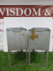 2 x Vintage Grey Metal Waste Cloth Bins.