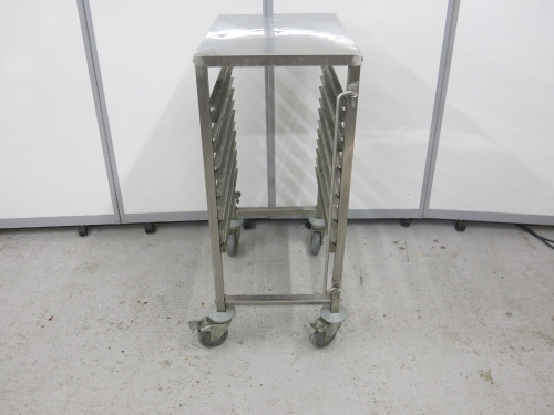 12 Rack Stainless Steel Mobile Tray Trolley, Size H94 x W40 x D56cm.