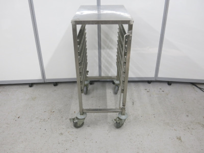 12 Rack Stainless Steel Mobile Tray Trolley, Size H94 x W40 x D56cm.