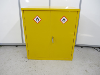 Yellow Hazchem Metal 2 Door Cupboard, Size H100 x W92 x D48cm.