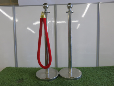 2 x Vevor Metal Crowd Barriers with Red Velvet Rope.
