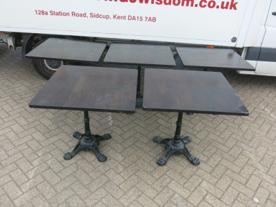 10 x Dark Wood Restaurant Tables with Heavy Metal Bases, Size H x W80 x D80cm