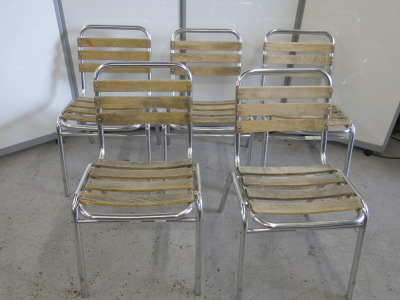 15 x Outdoor Metal Framed & Wooden Slatted Chair.