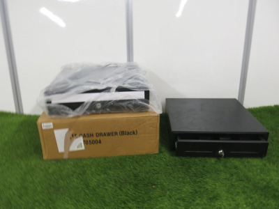 2 x Black Metal Cash Register Draws to Include: 1 x Boxed New & 1 x Used.
