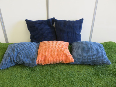 5 x Assorted Coloured Cushions, Size 40 x 40cm.