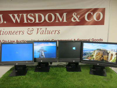 4 x HP EliteOne All in One PC, AMD A8 PRO--7600B R7, 10 Compute Cores 3.10GHz, RAM 4GB, SSD 118GB, Windows 10 Pro, Model TPCWO18.