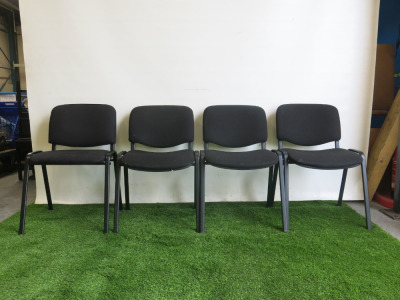 13 x Black Office Chairs on Metal Legs.