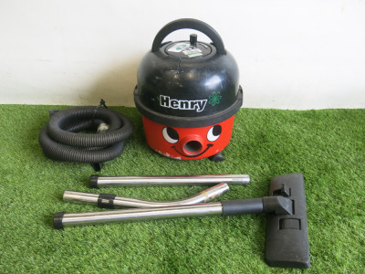 Numatic Henry Vacuum Cleaner, Model HVR 200A. Comes With Hose & Attachment. NOTE: Missing front wheel.