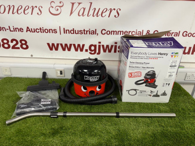 Numatic Henry Turbo Vacuum Cleaner, Model HVT 160-11. Comes with Hose, Attachments & Original Box.