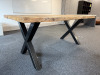 Bespoke Made American Oak Single Piece Table Top on 2 x Black Metal Cross Legs. Size 182 x 97 x 78cm. NOTE: claim received that table was purchased for &pound;6000 from bespoke manufacture in America (Unable to Verify). - 3