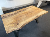 Bespoke Made American Oak Single Piece Table Top on 2 x Black Metal Cross Legs. Size 182 x 97 x 78cm. NOTE: claim received that table was purchased for &pound;6000 from bespoke manufacture in America (Unable to Verify). - 4