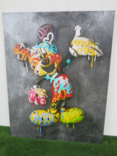"Mouse in Da House" by Dan Lane, Hand Varnished Boxed Canvas. Limited Edition 25/295. Size 82 x 71cm. Comes with Certificate of Authenticity.