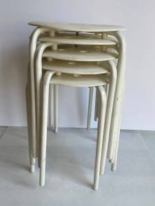 Set of 4 Stacking White Stools.