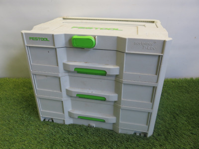 Festool Sorttainer, 3 Drawer Tool Box with Contents (As Viewed).