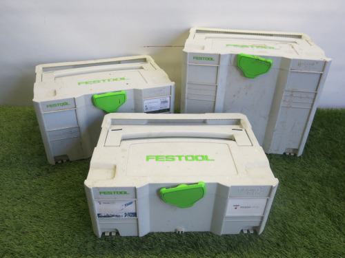 3 x Festool Systainer T-Loc 2/3/4 Carry Cases.