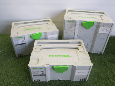 3 x Festool Systainer T-Loc 2/3/4 Carry Cases.