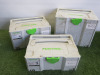 3 x Festool Systainer T-Loc 2/3/4 Carry Cases.