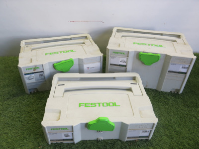 3 x Festool Systainer T-Loc 1/2/3 Carry Cases.