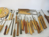 Large Quantity of Assorted Woodworking Lathe Chisels & Other Hand Tools to Include: Approx 50 x Wood Handle Tools (Henry Taylor/Wolf/Crown Tools Etc), 2 x Measuring Gauges, Markers, Compasses, Jigs & Other (As Viewed/Pictured). - 4