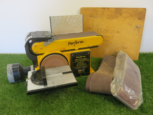 Perform 4" Belt and Disc Sander, Model CCBDS46, 240V. Comes with Belts and Base.
