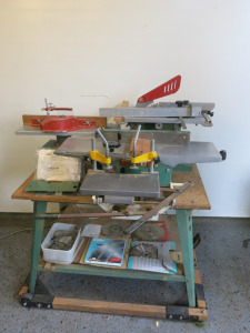 Kity Bespoke Work Bench with Kity 535 Plainer, Kity 511 Table Saw, Kity 520 Spindle Moulder, with Attachments, Blades and Mobile Platform