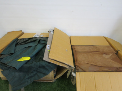 2 x Boxes of Assorted Dark Green, Tan and Brown Leather Off Cuts for Potential Projects.