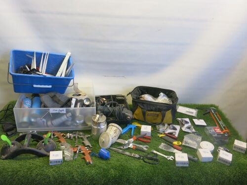 Large Quantity of Assortment of Tools to Include: DeWalt Tool Bag, Festool Geko Glass Handler, 4 x Spray Guns, Adhesives, Hand Tools, Bosch Multitool (A/F) & Other (As Pictured/Viewed).