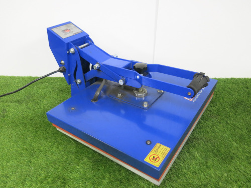 UK Press, Heat Press Machine, Model HPC480, S/N AP005-1387, DOM 04/2021, with 2 x Matts. Bed Size W50cm & D40cm.