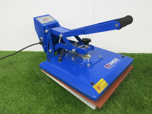 UK Press, Heat Press Machine, Model HPC480. S/N CK-003, DOM 08/2023, with 1 x Matt. Bed Size W38cm & D38cm.