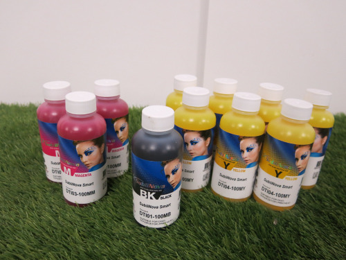 11 x SubliNova Dye Sublimation Ink, to Include: 7 x Yellow, 3 x Magenta & 1 x Black.