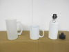 Stock of 124 x Assorted Blank Mugs, Water Bottles, & Beer Steins to Include: 18 x White Mugs, 72 x 500ml Aluminium White Water Bottles, 19 x Frosted 16oz 'Trigger' Beer Steins & 15 x Premium Quality Glass Beer Steins. - 2