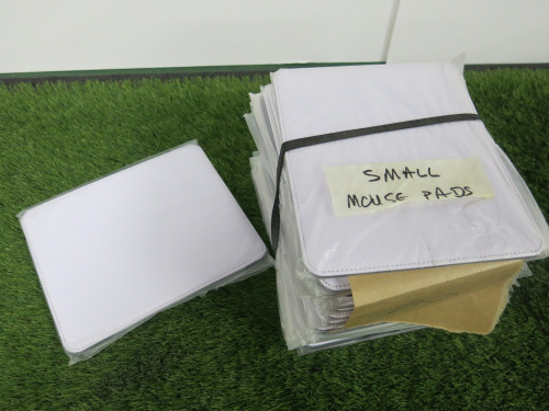 20 x Small White Leatherette Mousepads.