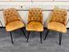 3 x Tan Leather Quilted Back Padded Armchairs. - 2