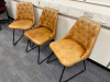 3 x Tan Leather Quilted Back Padded Armchairs. - 3