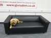 Ikea Black Faux Leather Reception Sofa, Size H64 x W177 x D86cm. - 2