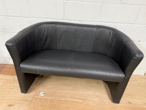 Black Curved Back 2 Seater Reception Chair.
