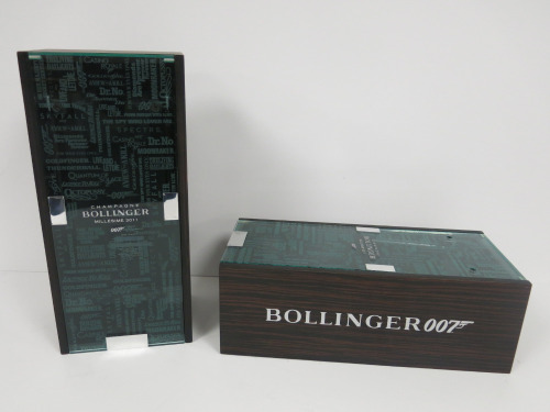 Pair of Bollinger, Millesime 2011 "007" Edition Champagne Bottle Display Cases.