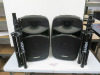 Pair of VonyX VPS 122A Active 12" Speaker Set with Folding Tripod Stands.