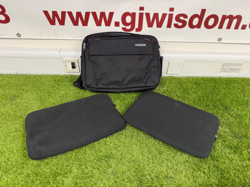 3 x Assorted Lap Top Bags to Include: 1 x American Tourister & 2 x Neoprene.
