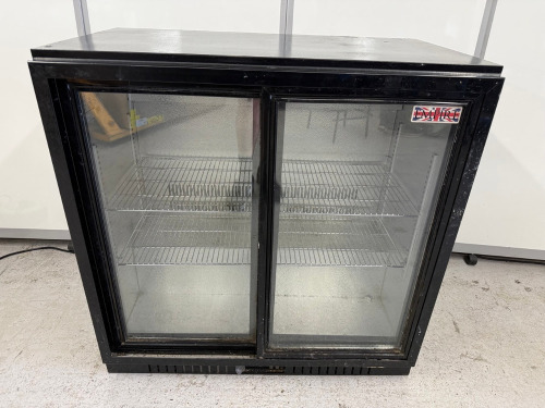 Empire 2 Sliding Door Back Bar Cooler, Model CL-210S, S/N 20170714029. Size H90 x W90 x D52cm.