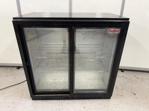 Empire 2 Sliding Door Back Bar Cooler, Model CL-210S, S/N 20170523002. Size H90 x W90 x D52cm.
